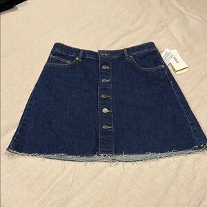 H&M Dark Blue A-Line Front Button Denim Skirt size 10